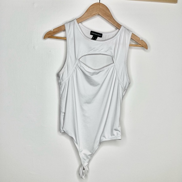 NWOT White Cutout Bodysuit - Picture 1 of 3